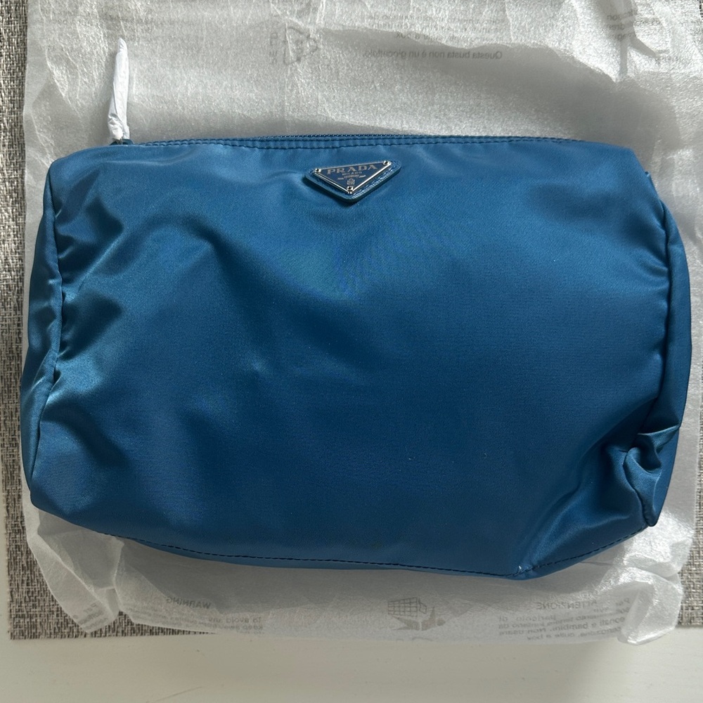 Prada Azure Nylon Cosmetic Bag